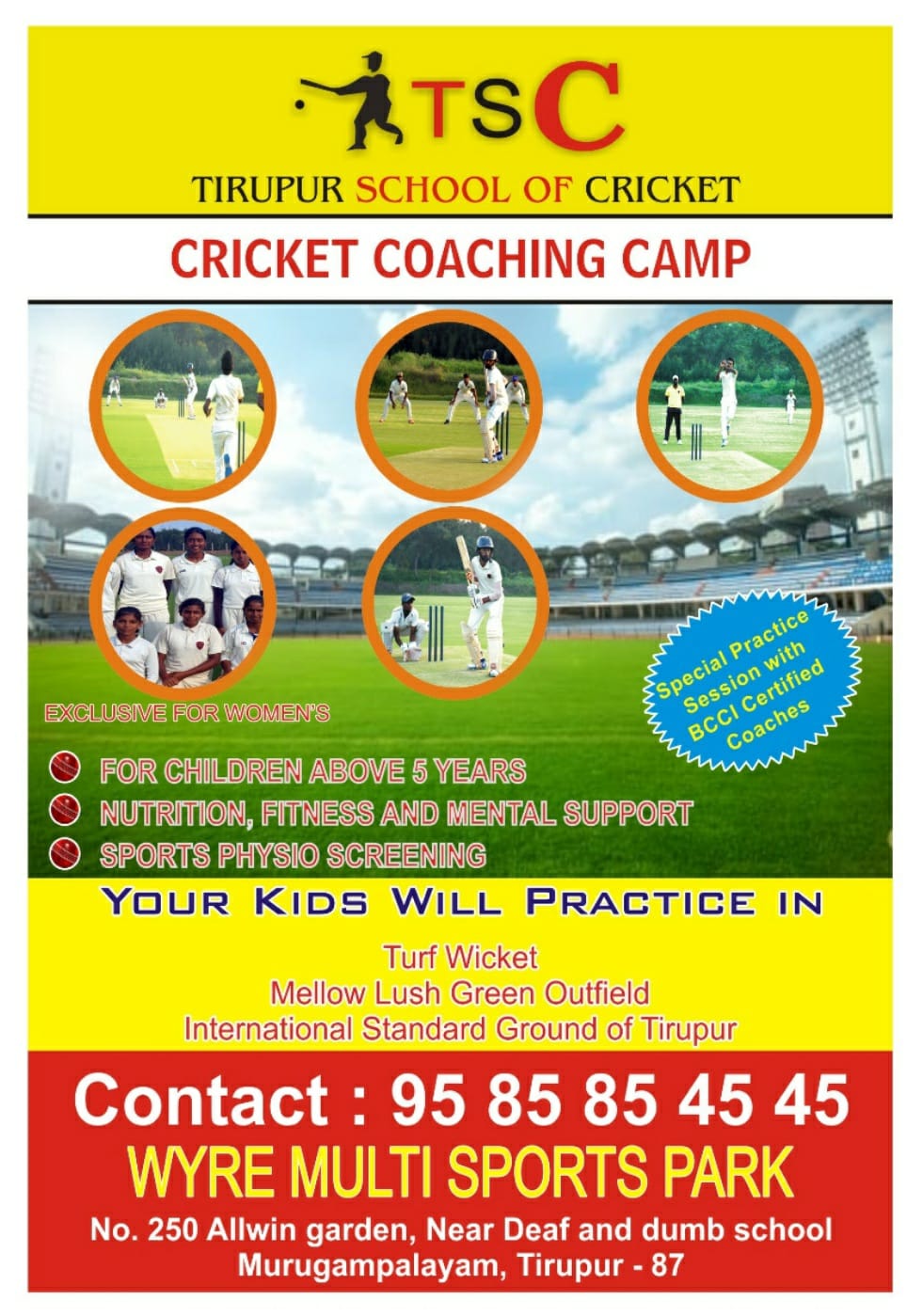 Tirupur School of Cricket Cricket Coaching Camp 2022